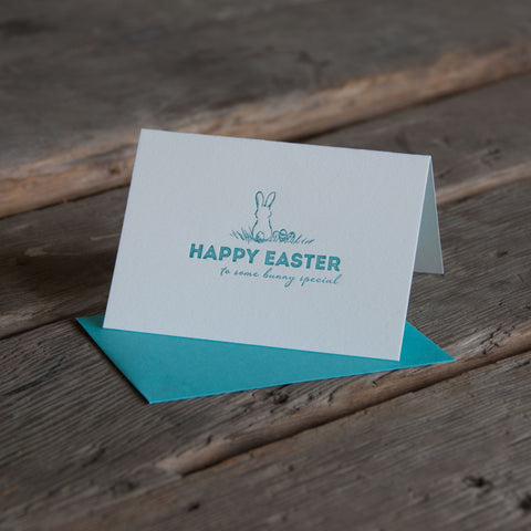 Happy Easter to some bunny special, letterpress printed card. Happy easter. Eco friendly