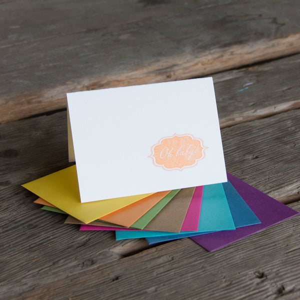 Oh Baby letterpress cards, letterpress printed card. New baby. Eco friendly