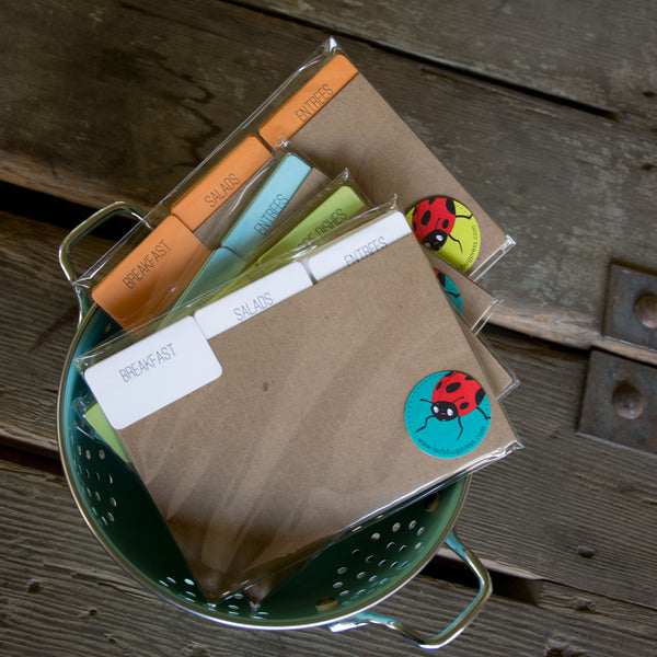 9 recipe card dividers, letterpress printed tabbed dividers with no recipe cards
