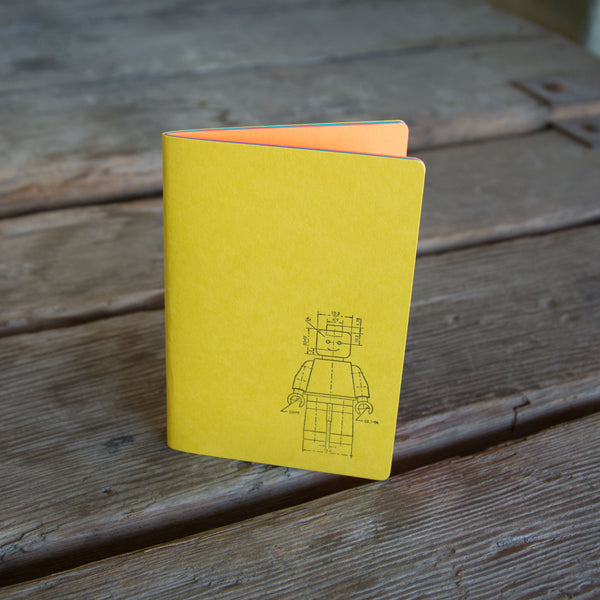 Minifig Notebook, staple bound, letterpress printed eco friendly blank journal