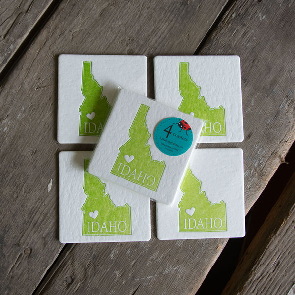 Idaho Heart Coasters, (Letterpress printed, 3.5 inches) set of 4