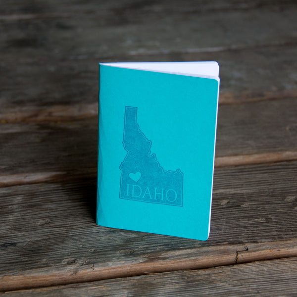 Idaho Notebook, staple bound, with heart, letterpress printed eco friendly