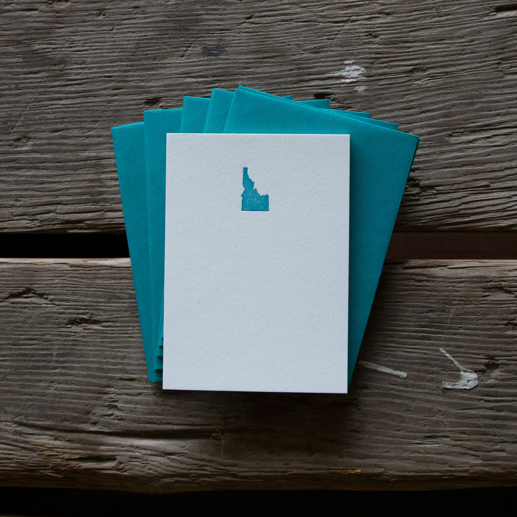 Idaho Note Cards 10 pack, letterpress printed eco friendly
