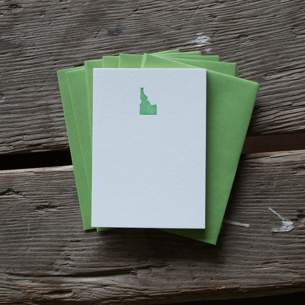 Idaho Note Cards 10 pack, letterpress printed eco friendly