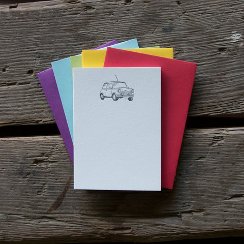 Mini Cooper Stationery Set, 10 pack, letterpress printed eco friendly.
