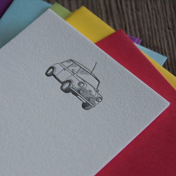 Mini Cooper Stationery Set, 10 pack, letterpress printed eco friendly.