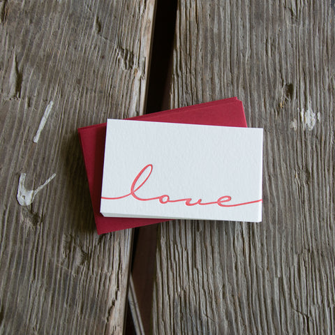 Set of 6 Mini LOVE notes letterpress cards, eco-friendly perfect for love of your life