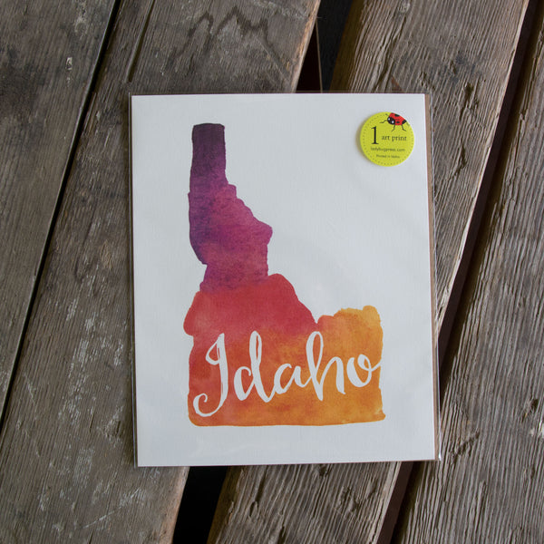 Idaho watercolor art print, eco friendly