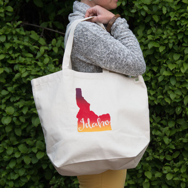 Idaho Tote Bag, Screen Printed Large heavy duty canvas bag