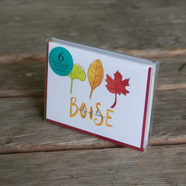 Boise city of trees, letterpress + watercolor card. Eco friendly