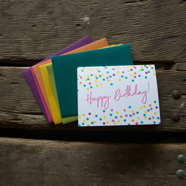 Happy Birthday Confetti, letterpress printed greeting card