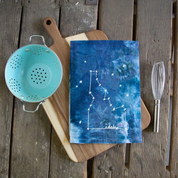 Dyed Idaho Constellation Tea Towel, Screen Printed floursack