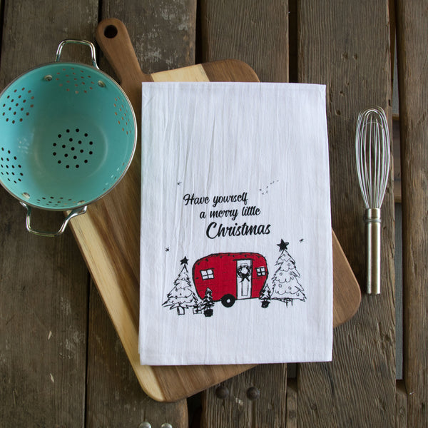 Merry Little Christmas Tea Towel, flour sack towel