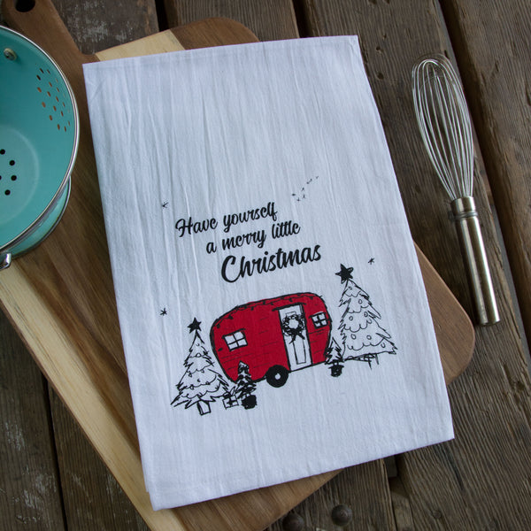 Merry Little Christmas Tea Towel, flour sack towel