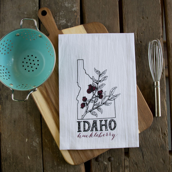 Idaho Huckleberry Tea Towel, flour sack towel