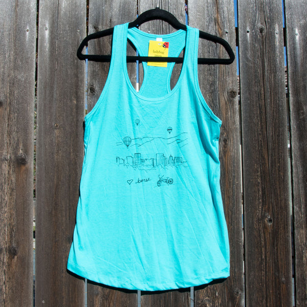 Boise Balloon tank top, screen printed with eco-friendly waterbased inks, adult sizes, women