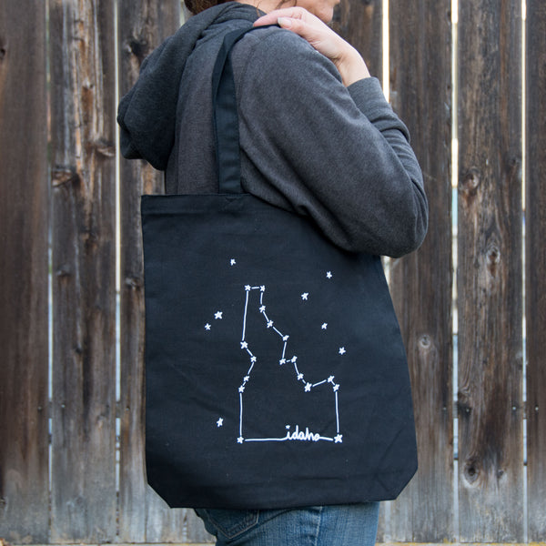 Idaho Constellation Tote Bag, Screen Printed Large heavy duty canvas bag