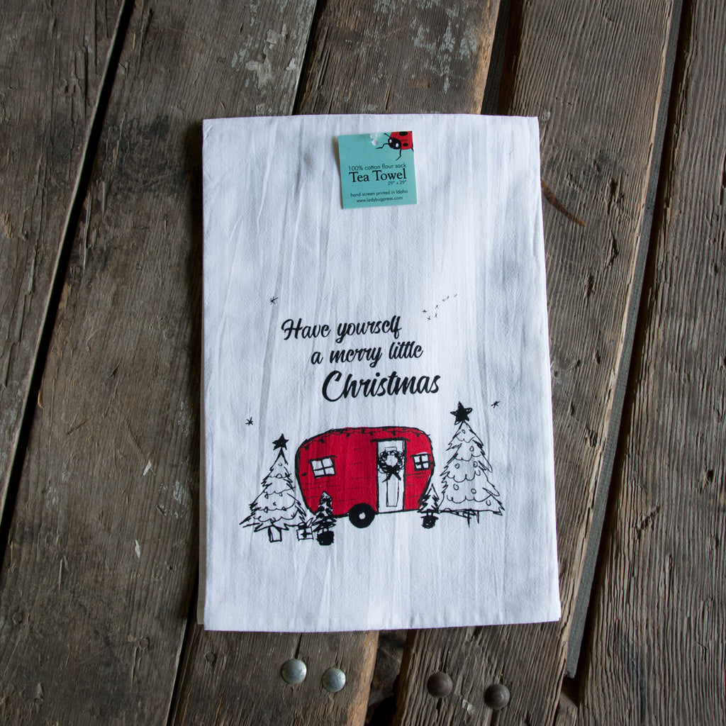 Merry Christmas Black Flour Sack Towel – T and K Designs