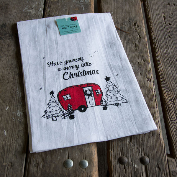 Merry Little Christmas Tea Towel, flour sack towel