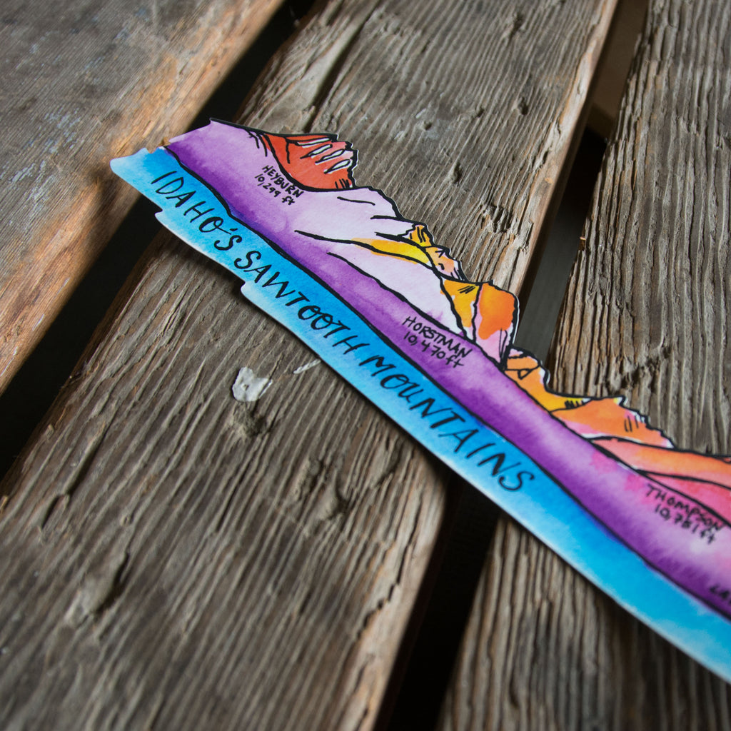 Sawtooth Mountain Range watercolor sticker