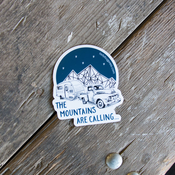 The mountains are calling sticker