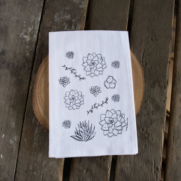 Succulent Tea Towel, flour sack towel