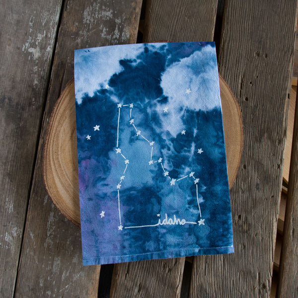 Dyed Idaho Constellation Tea Towel, Screen Printed floursack