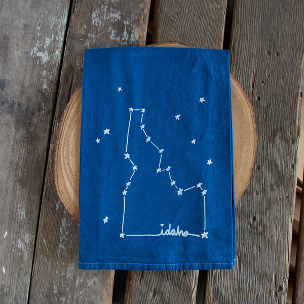 Dyed Idaho Constellation Tea Towel, Screen Printed floursack