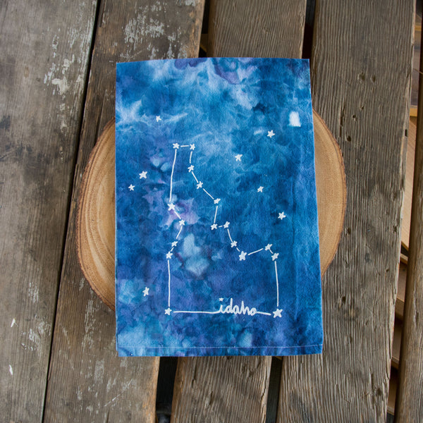 Dyed Idaho Constellation Tea Towel, Screen Printed floursack