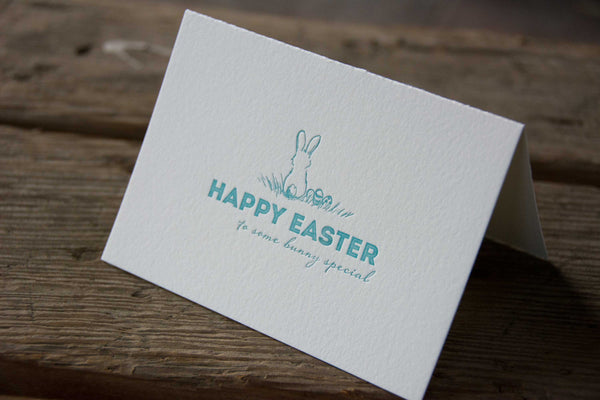 Happy Easter to some bunny special, letterpress printed card. Happy easter. Eco friendly