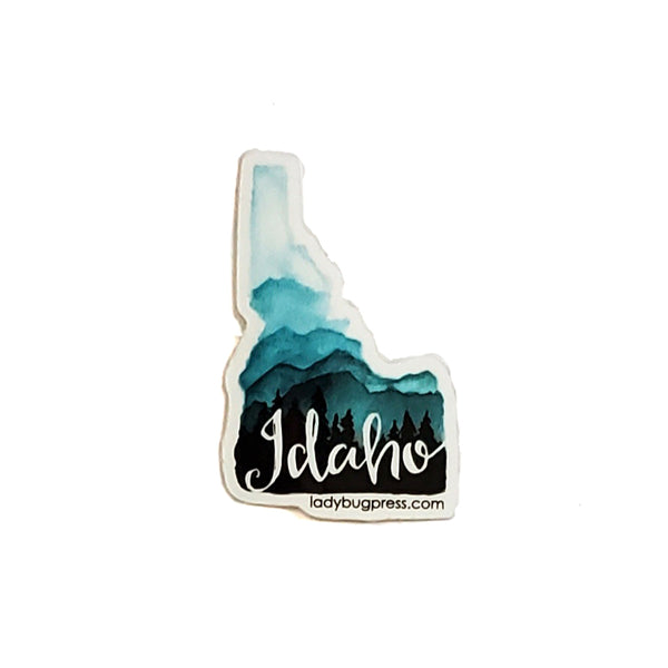 Idaho mountains and trees watercolor sticker