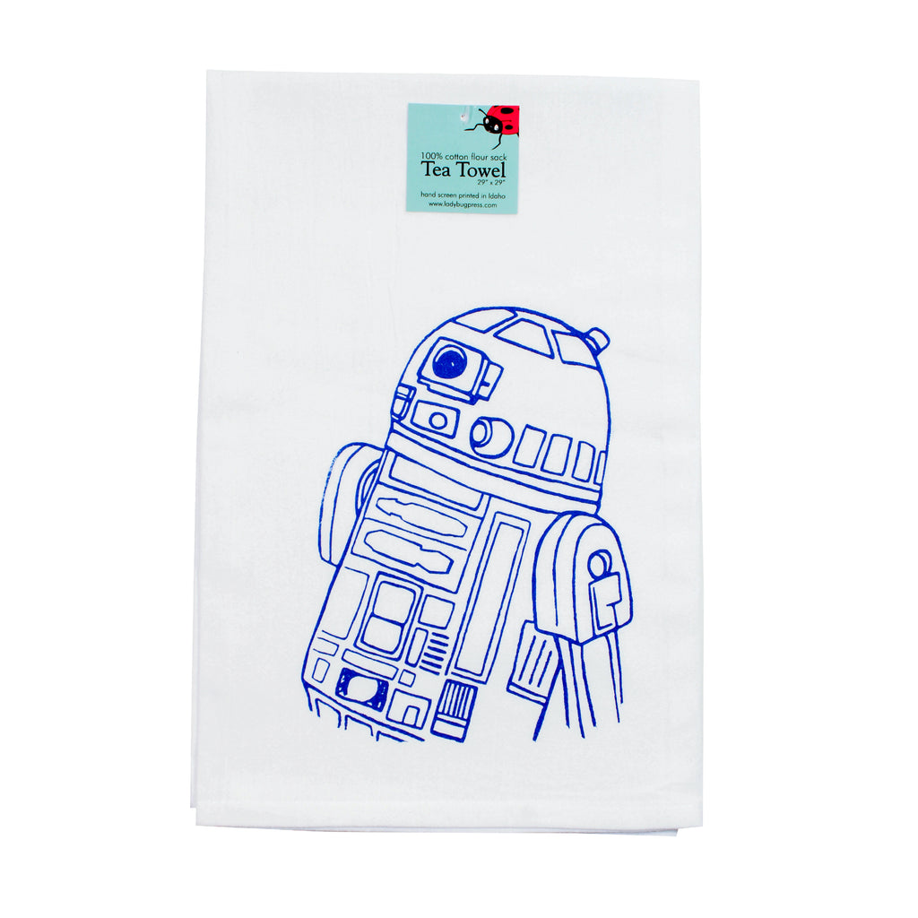 Droid Tea Towel, Screen Printed flour sack towel R2D2 – Ladybug Press
