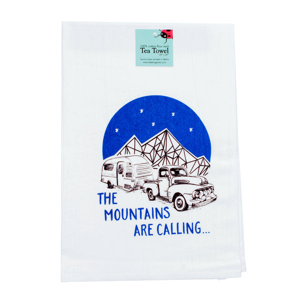 The Mountains are Calling Tea Towel, flour sack towel
