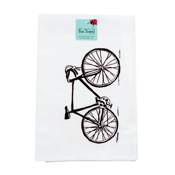 Bike Tea Towel, Screen Printed flour sack towel