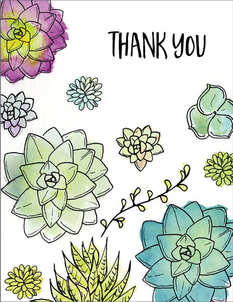 Thank you succulent card, letterpress printed card. Eco friendly